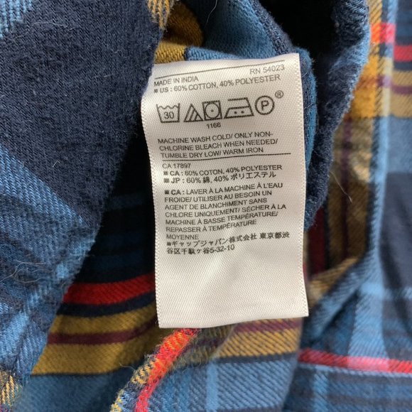 men's Banana Republic flannel blue red plaid long sleeve shirt large - Picture 3 of 6